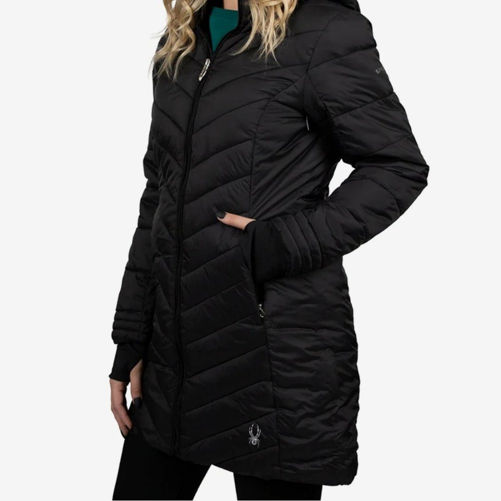 Spyder Black Long Quilted Puffer Coat